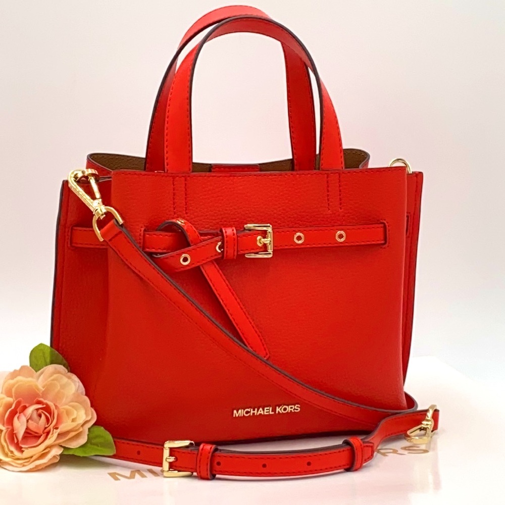 MICHAEL KORS EMILIA SMALL SATCHEL DARK SANGRIA - Picture 2 of 16